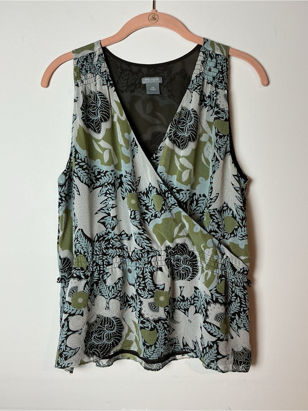 Ann Taylor Y2K Petite Wrap Blouse Floral Size 12P